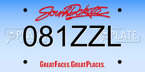 081ZZL South Dakota License Plate
