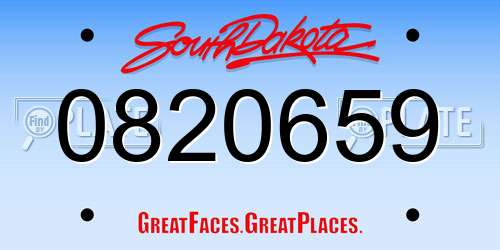 0820659 South Dakota License Plate