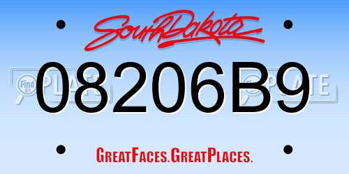 08206B9 South Dakota License Plate