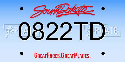 0822TD South Dakota License Plate
