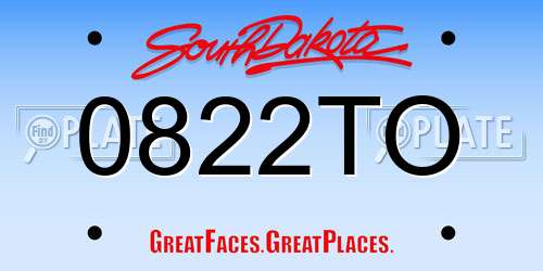 0822TO South Dakota License Plate