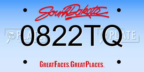 0822TQ South Dakota License Plate