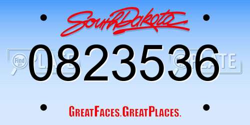 0823536 South Dakota License Plate