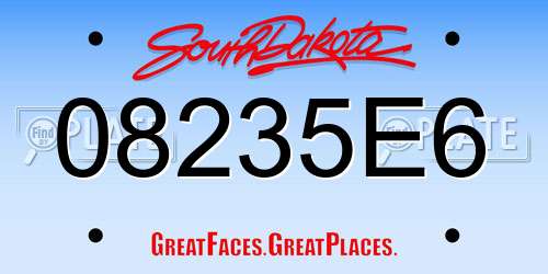 08235E6 South Dakota License Plate