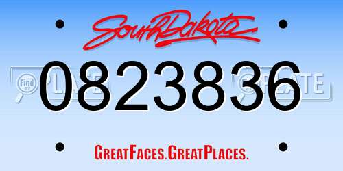 0823836 South Dakota License Plate