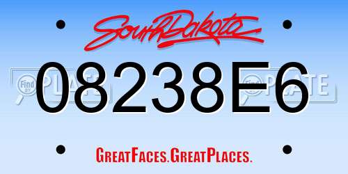 08238E6 South Dakota License Plate