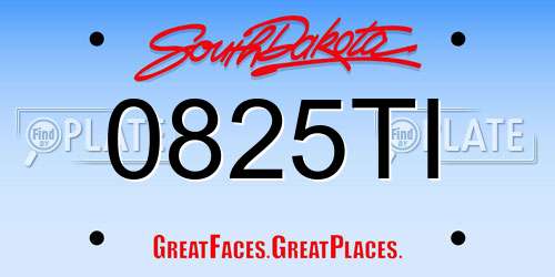 0825TI South Dakota License Plate