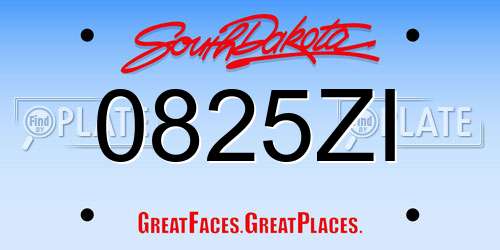 0825ZI South Dakota License Plate