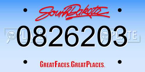 0826203 South Dakota License Plate