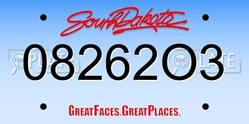08262O3 South Dakota License Plate