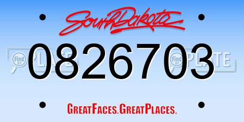 0826703 South Dakota License Plate