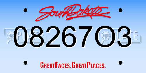 08267O3 South Dakota License Plate
