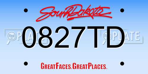 0827TD South Dakota License Plate