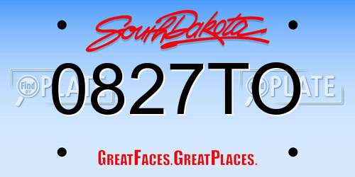 0827TO South Dakota License Plate