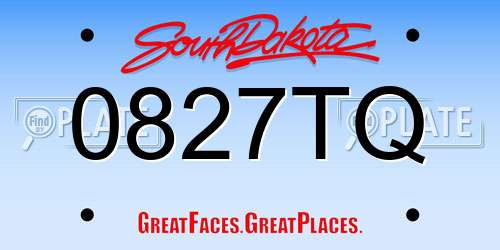 0827TQ South Dakota License Plate