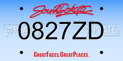 0827ZD South Dakota License Plate