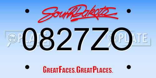 0827ZO South Dakota License Plate
