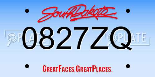 0827ZQ South Dakota License Plate