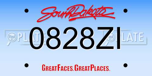 0828ZI South Dakota License Plate