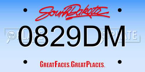 0829DM South Dakota License Plate