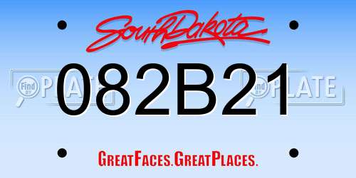 082B21 South Dakota License Plate