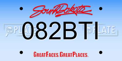 082BTI South Dakota License Plate