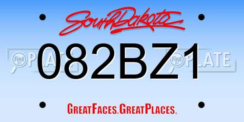 082BZ1 South Dakota License Plate