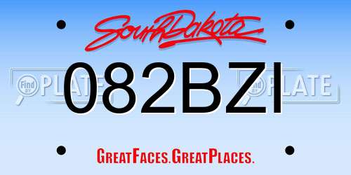 082BZI South Dakota License Plate