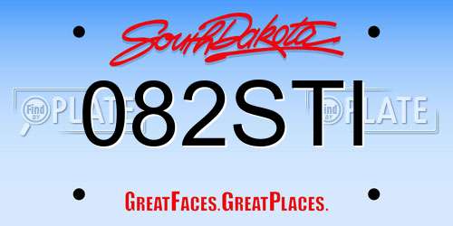 082STI South Dakota License Plate