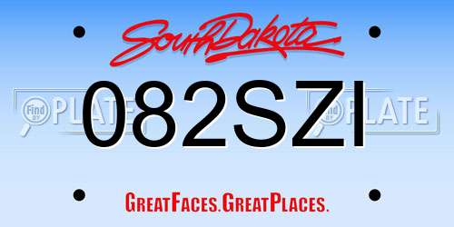 082SZI South Dakota License Plate