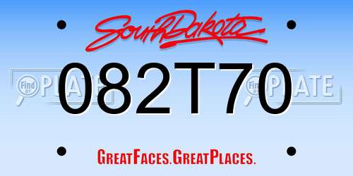 082T70 South Dakota License Plate