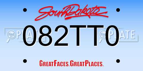 082TT0 South Dakota License Plate