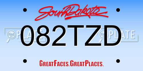 082TZD South Dakota License Plate