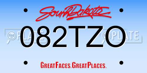 082TZO South Dakota License Plate