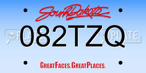 082TZQ South Dakota License Plate
