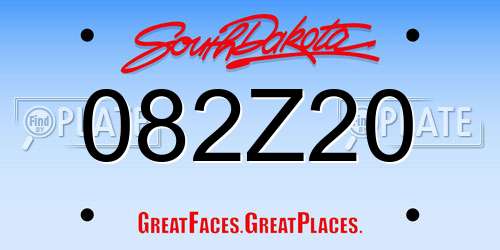 082Z20 South Dakota License Plate