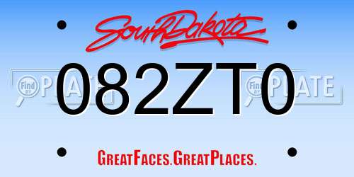 082ZT0 South Dakota License Plate