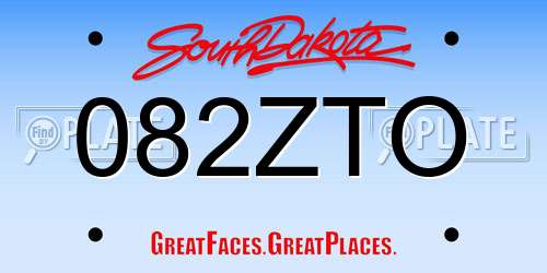 082ZTO South Dakota License Plate