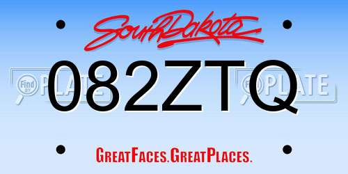 082ZTQ South Dakota License Plate