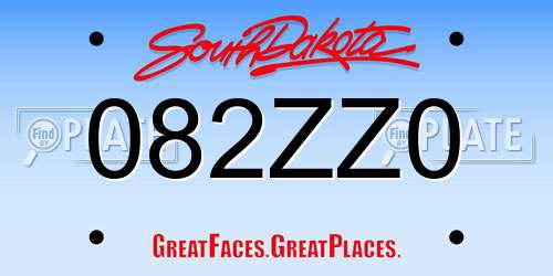 082ZZ0 South Dakota License Plate