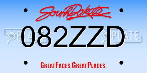 082ZZD South Dakota License Plate