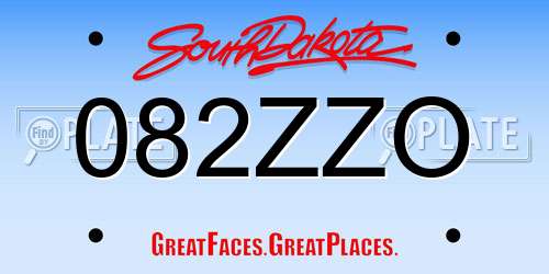 082ZZO South Dakota License Plate