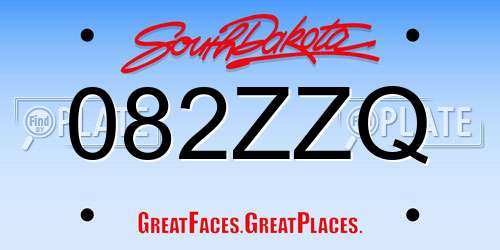 082ZZQ South Dakota License Plate