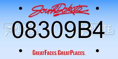 08309B4 South Dakota License Plate