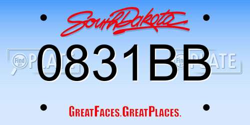 0831BB South Dakota License Plate