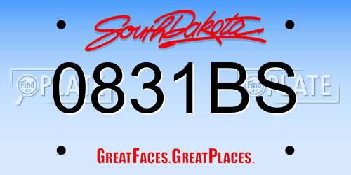 0831BS South Dakota License Plate