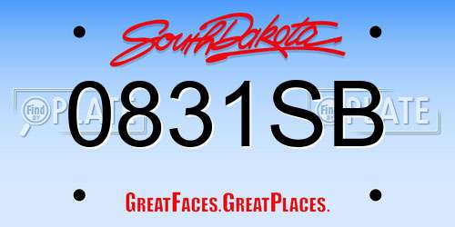 0831SB South Dakota License Plate