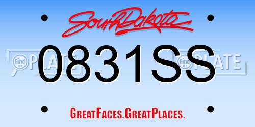 0831SS South Dakota License Plate