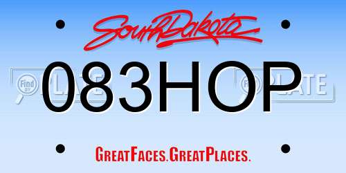083HOP South Dakota License Plate