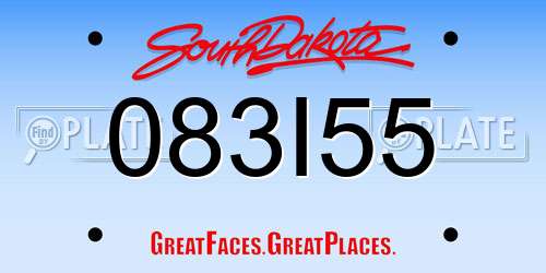 083I55 South Dakota License Plate